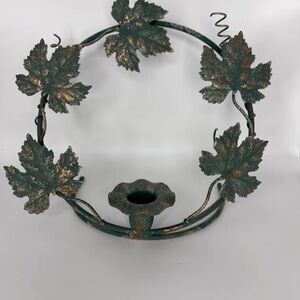 Vintage Verdigris Metal Grapevine Taper Candle Holder & Wall Sconce